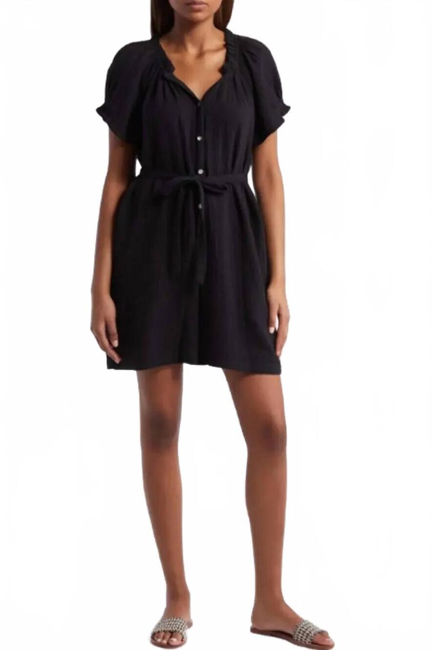NEW TOMMY BAHAMA coral isle cotton romper in black